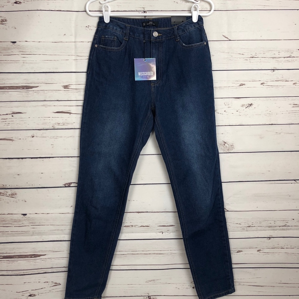 Misguided Jeans Riot High Rise Mom Blue High Waist - Picture 2 of 8